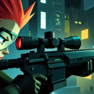 Papier Peint Futuriste Sniper Cyberpunk Ville Nocturne Gaming