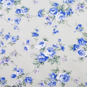 Papier peint fleuri vintage aux roses bleues sur fond beige