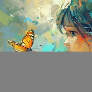 Papier Peint Artistique Enfant avec Papillon Coloré Style Aquarelle