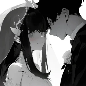 Papier peint couple romantique anime noir et blanc intimité