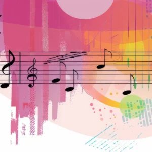 Papier Peint Musical Abstrait Dégradé Arc-en-ciel Moderne Artistique