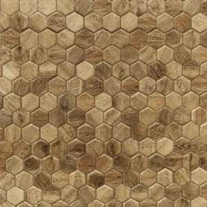 Papier Peint Hexagones Bois Naturel Texture Moderne Géométrique