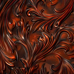 Papier peint motifs floraux abstraits bronze cuivré métallique luxueux