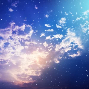 Papier Peint Ciel Étoilé aux Nuages Dorés et Violets