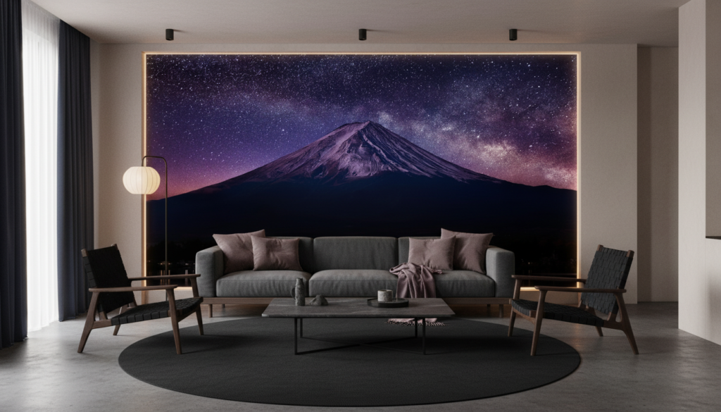 Majestueux Mont Fuji sous la Voie Lactée Étoilée Nocturne - Salon / Séjour