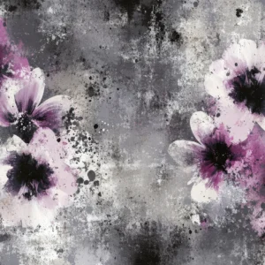 Papier Peint Fleurs Artistiques Roses sur Fond Grunge Moderne