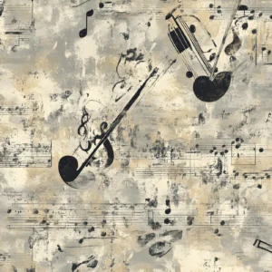 Papier Peint Musical Vintage aux Instruments et Partitions Anciennes