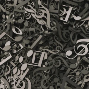 Papier Peint Musical Symphonie Notes de Musique Gris Taupe