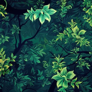 Papier peint jungle tropicale végétation luxuriante verte naturelle