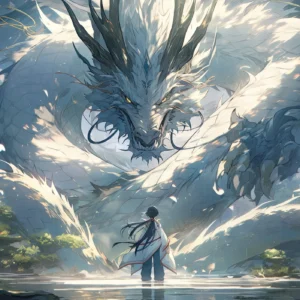 Dragon Spirituel et Maître dans Temple Asiatique Mystique