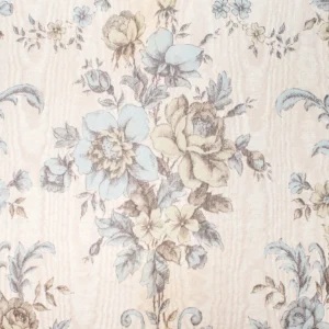 Papier peint floral vintage aux tons pastel bleu et beige