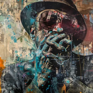 Portrait Street Art Abstrait Multicolore Style Graffiti Urbain Contemporain