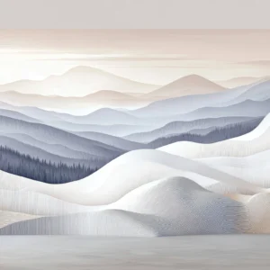 Papier peint panoramique montagnes abstraites tons poudrés et dorés