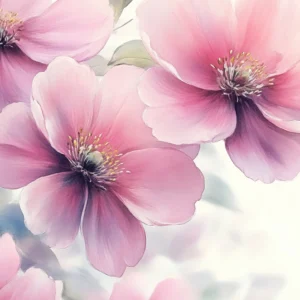 Papier Peint Fleurs Roses Aquarelle Délicate Style Romantique