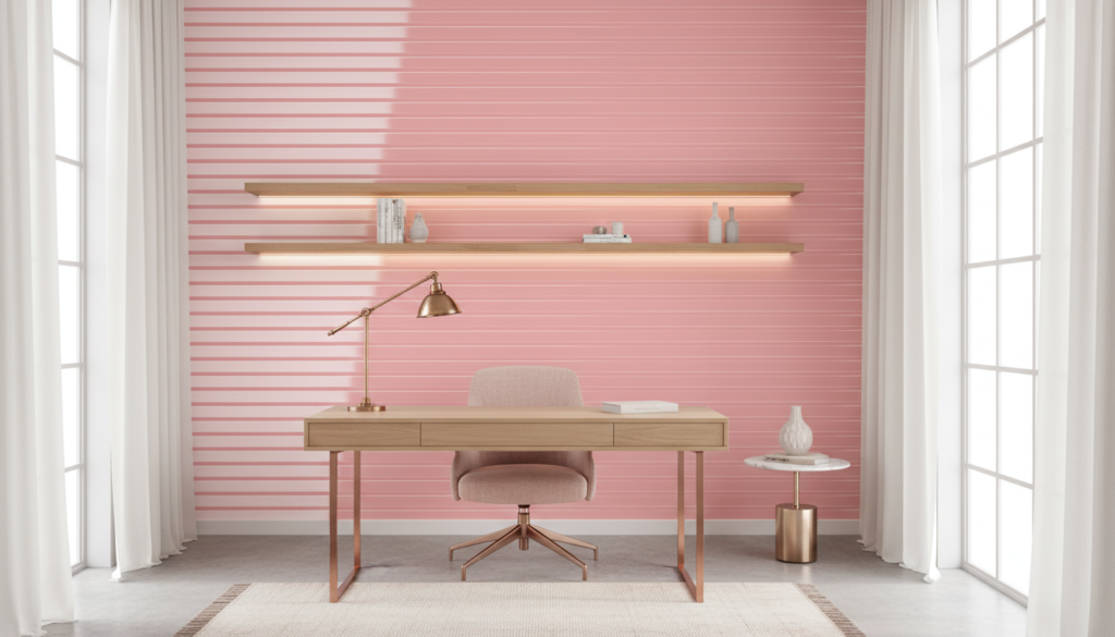 Papier Peint à Rayures Rose Dégradé Style Moderne Minimaliste - Bureau