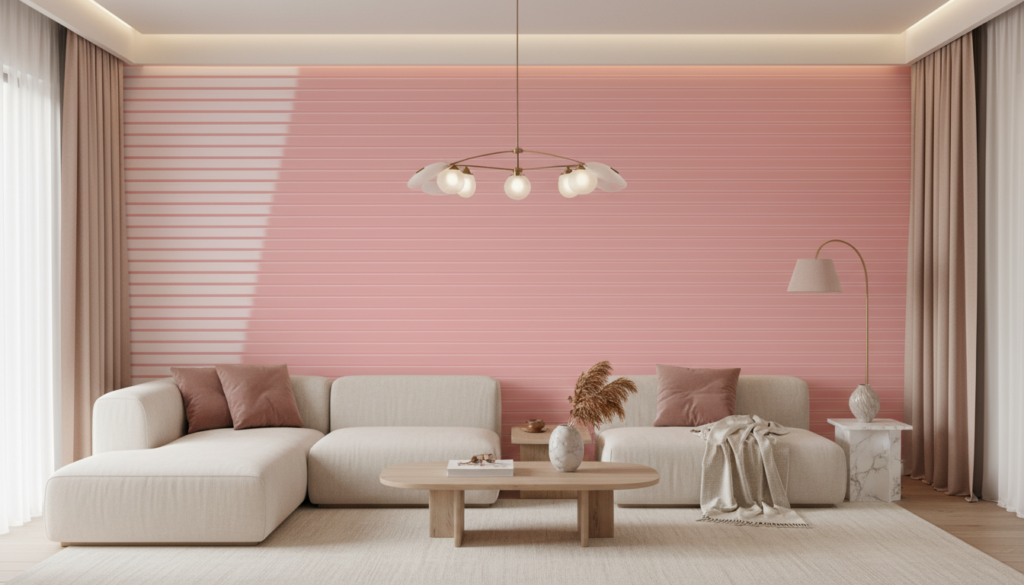 Papier Peint à Rayures Rose Dégradé Style Moderne Minimaliste - Salon / Séjour