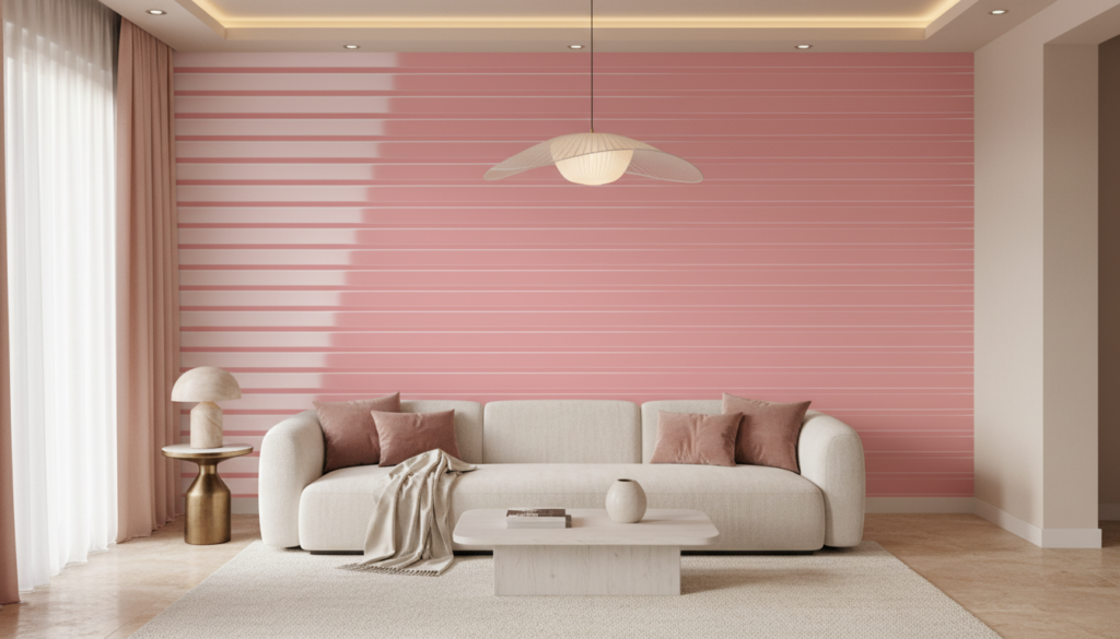 Papier Peint à Rayures Rose Dégradé Style Moderne Minimaliste - Salon / Séjour