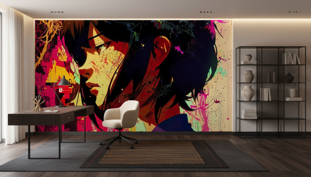Papier Peint Anime Abstrait Coloré Style Street Art Grunge - Bureau