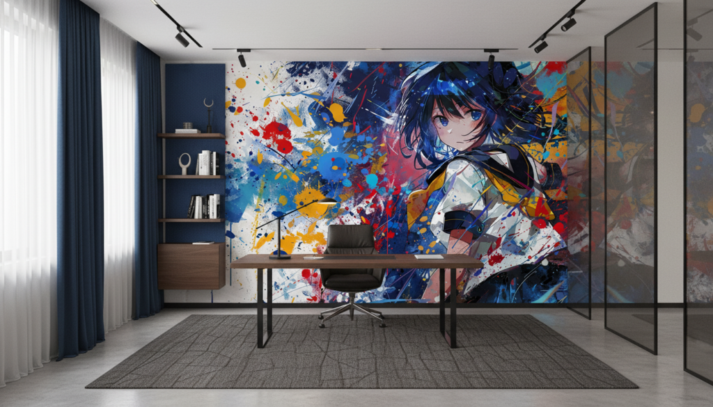 Papier peint anime graffiti éclaboussures colorées style urbain artistique - Bureau