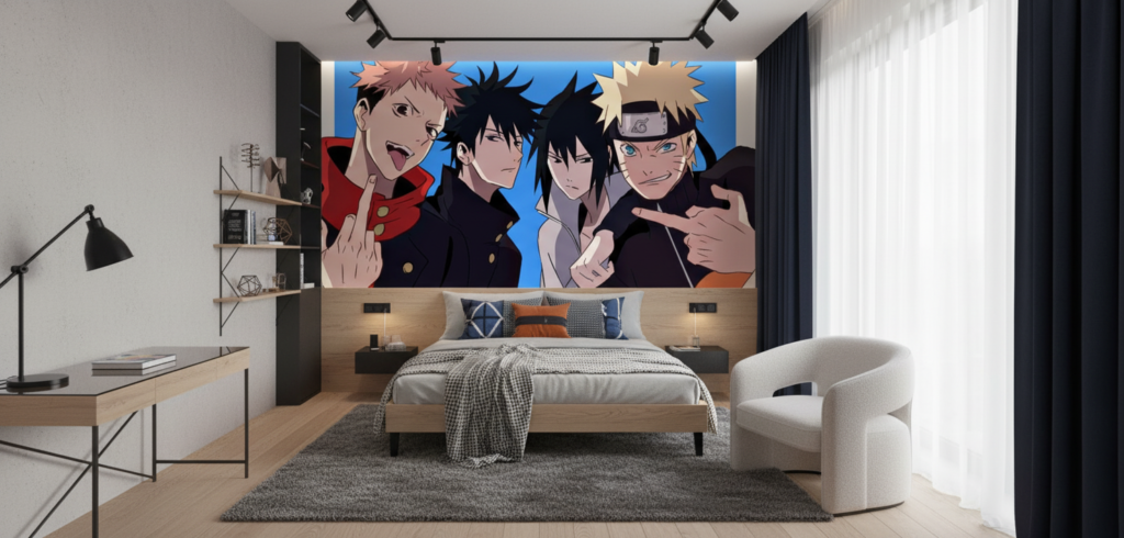 Papier Peint Anime Naruto Personnages Héros Manga Style Japonais - Chambre ado