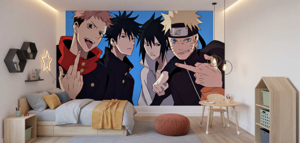 Papier Peint Anime Naruto Personnages Héros Manga Style Japonais - Chambre enfant