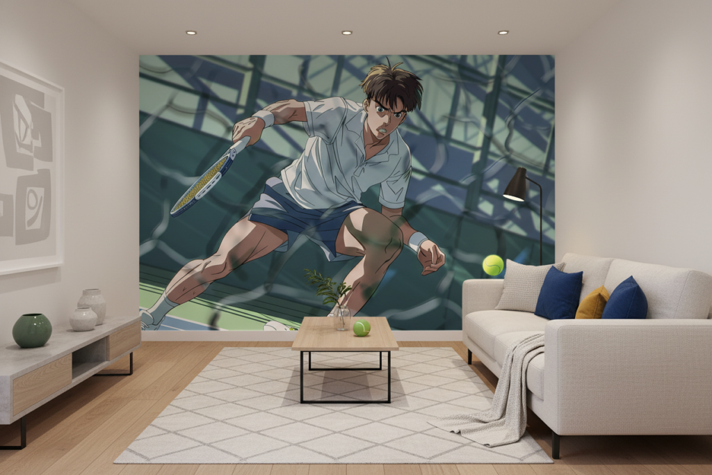 Papier peint anime tennis joueur dynamique sport moderne - Salon / Séjour