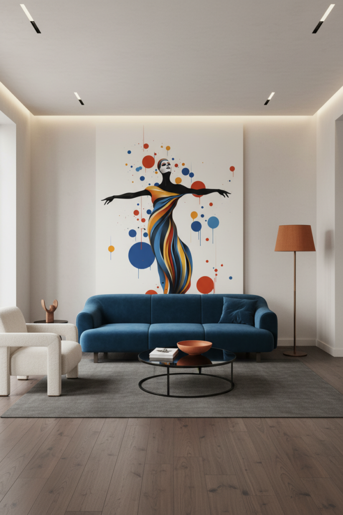 Papier Peint Artistique Danseuse Contemporaine Formes Géométriques Colorées - Salon / Séjour