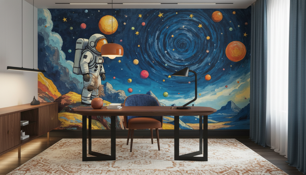 Papier Peint Astronaute Galaxie Spirale Univers Cosmique Aventure Spatiale - Bureau