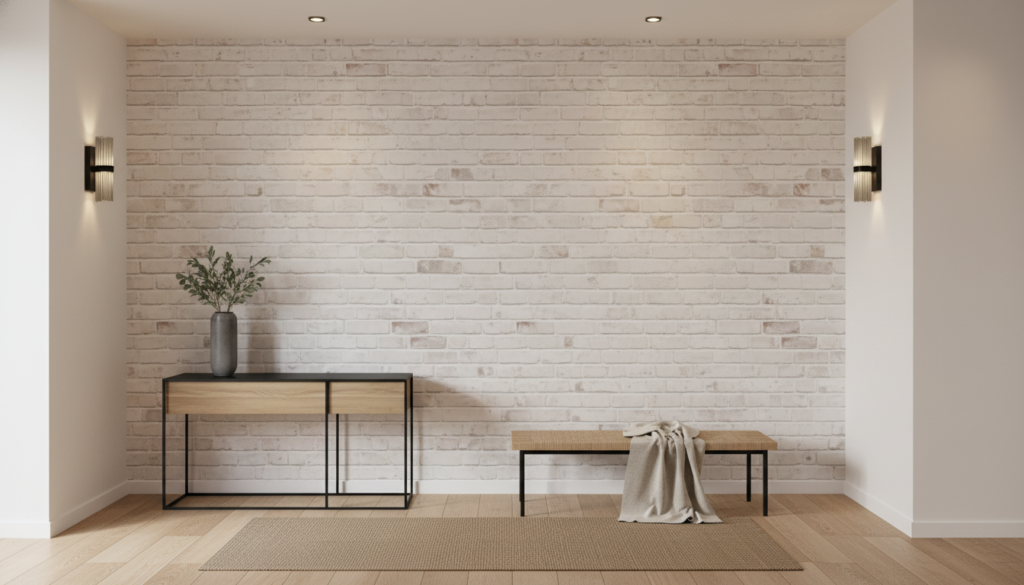 Papier Peint Briques Blanches Vieillies Style Industriel Moderne - Couloir