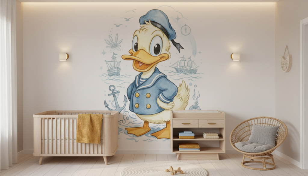 Papier peint canard vintage marin illustration aquarelle enfant décoratif - Chambre bébé