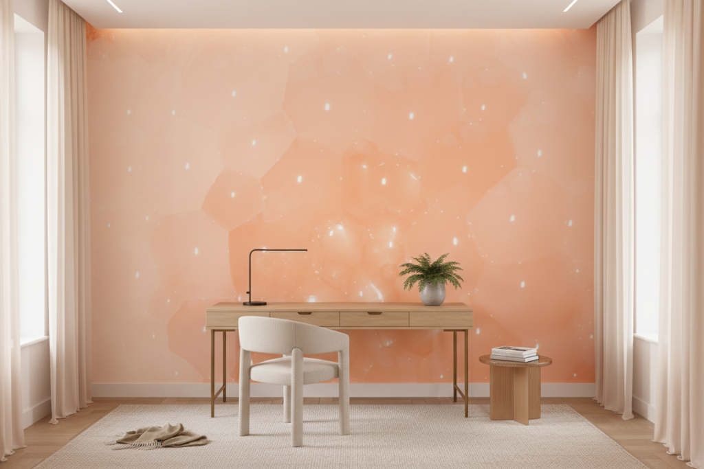 Papier Peint Constellation Étoilée sur Fond Pêche Dégradé Cosmique - Bureau