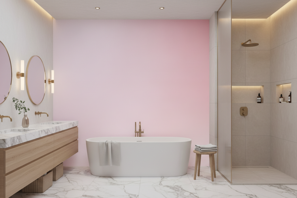 Papier Peint Dégradé Rose Pastel Minimaliste Moderne - Salle de bain