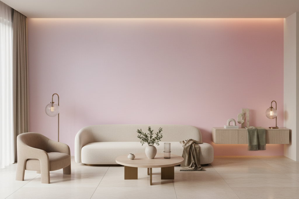 Papier Peint Dégradé Rose Pastel Minimaliste Moderne - Salon / Séjour