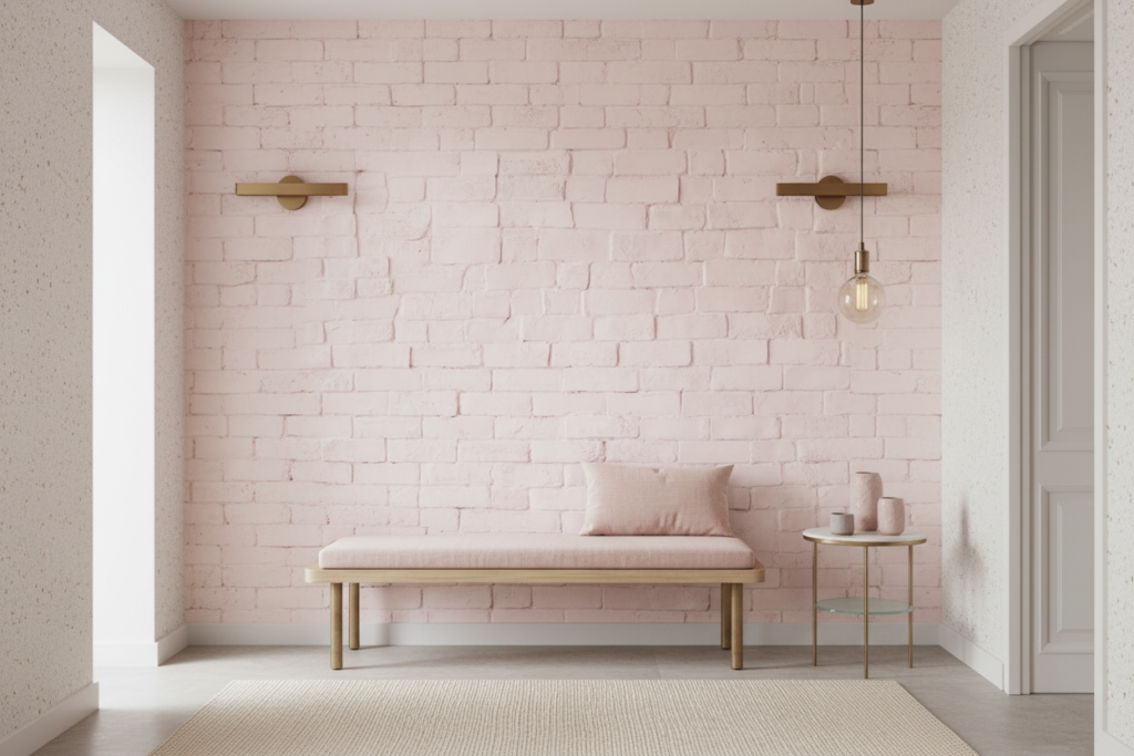 Papier Peint Effet Briques Blanches Vintage Shabby Chic - Couloir