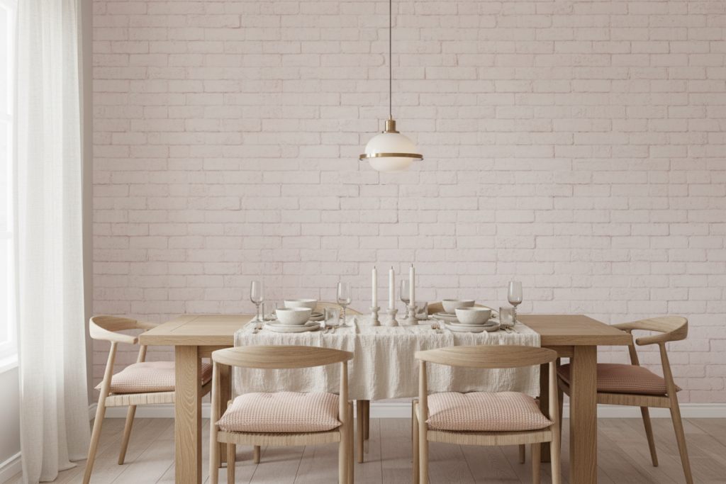 Papier Peint Effet Briques Blanches Vintage Shabby Chic - Salle à manger