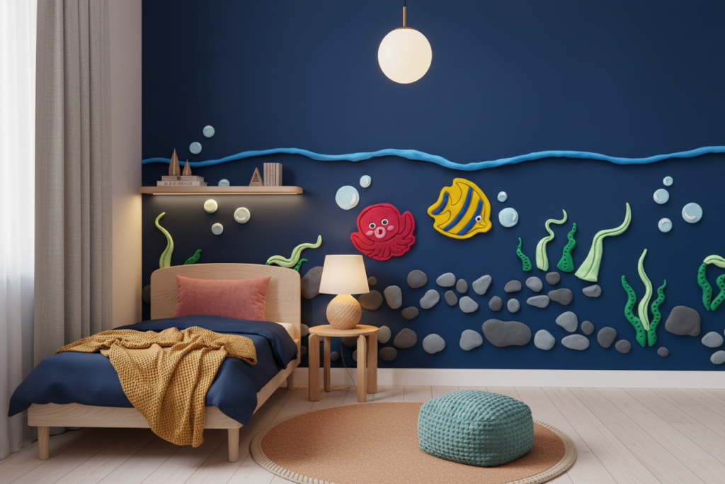 Papier Peint Enfant Monde Sous-Marin Animaux Marins Colorés - Chambre enfant