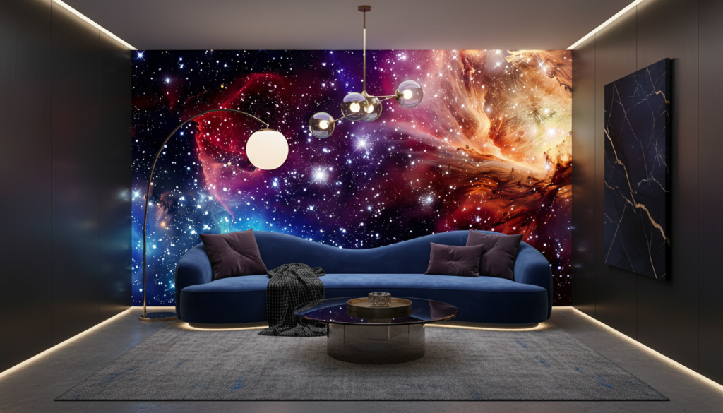 Papier Peint Galaxie Cosmique Étoiles Nébuleuses Multicolores Spectaculaire - Salon / Séjour