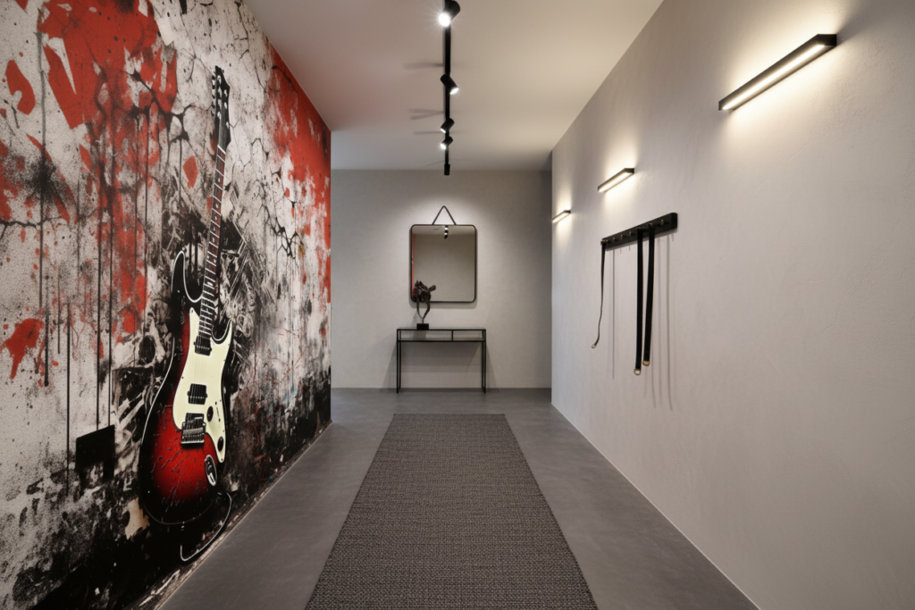 Papier Peint Guitar Rock Grunge Effet Mur Urbain Dégradé - Couloir