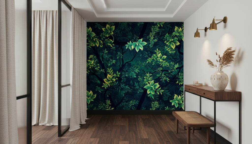 Papier peint jungle tropicale végétation luxuriante verte naturelle - Couloir