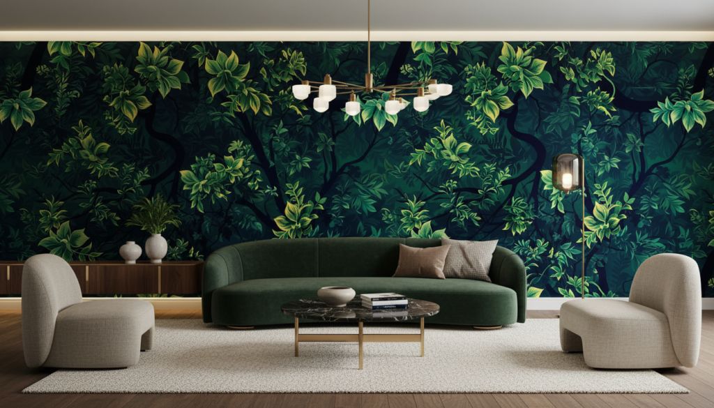 Papier peint jungle tropicale végétation luxuriante verte naturelle - Salon / Séjour