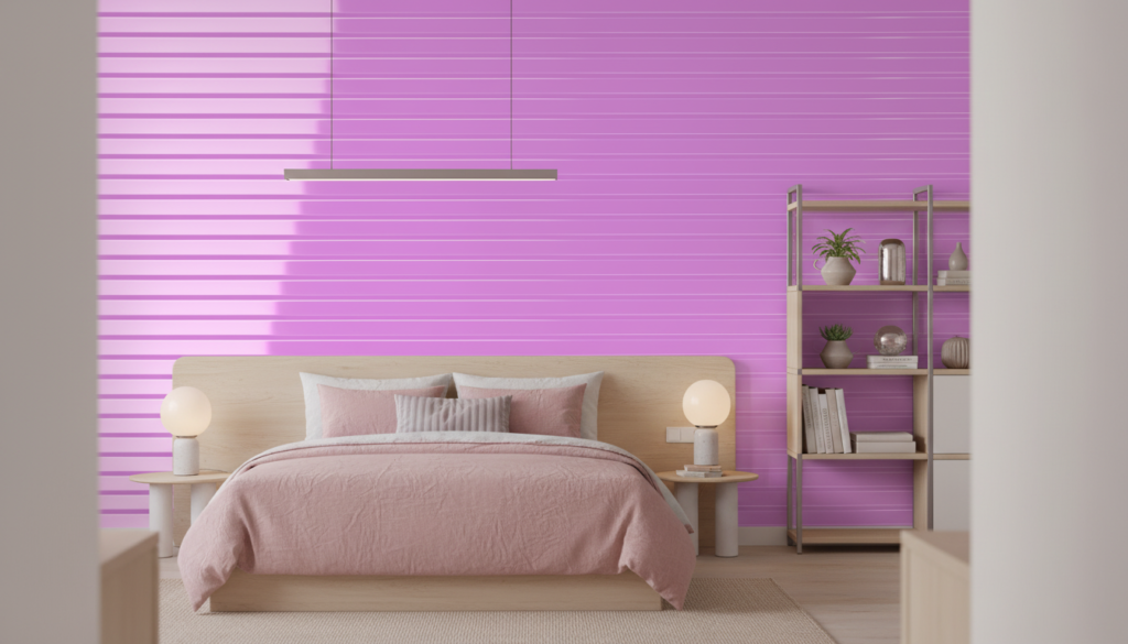 Papier Peint Lignes Dégradées Violet Rose Moderne Abstrait - Chambre ado