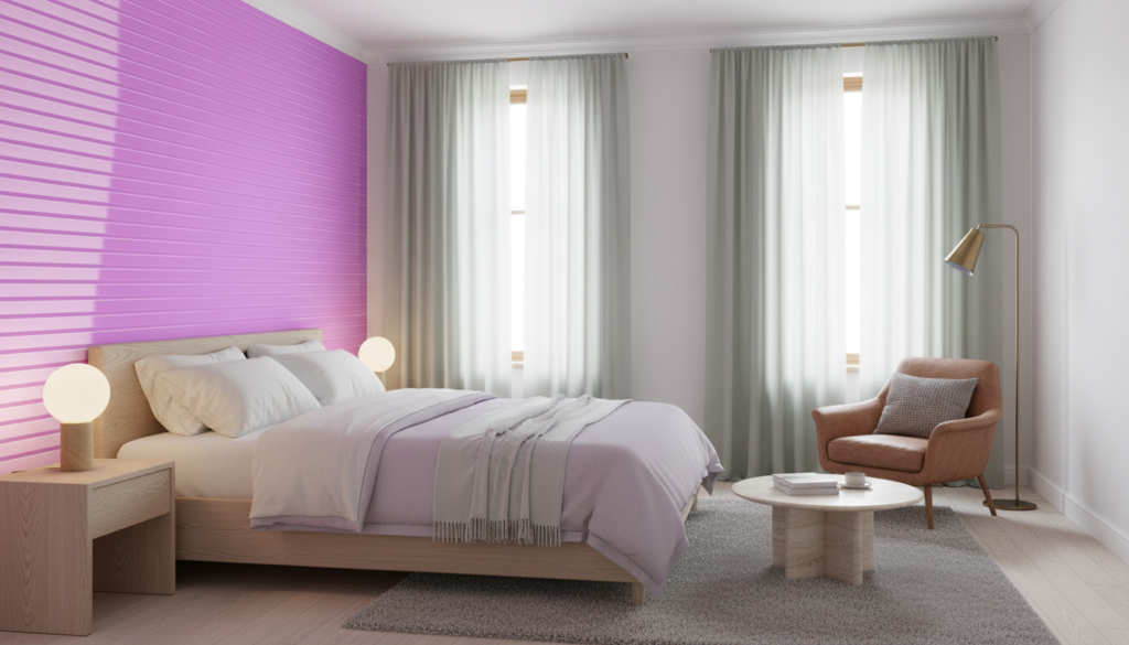 Papier Peint Lignes Dégradées Violet Rose Moderne Abstrait - Chambre adulte