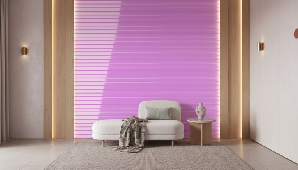 Papier Peint Lignes Dégradées Violet Rose Moderne Abstrait - Entrée