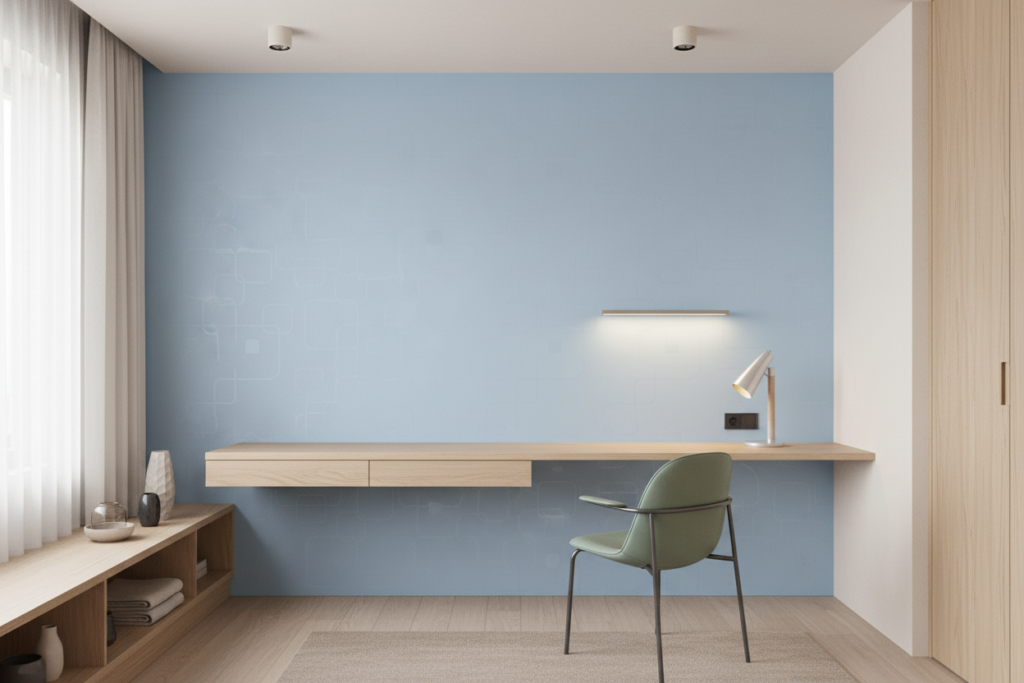 Papier peint moderne bleu ciel aux motifs géométriques subtils - Bureau