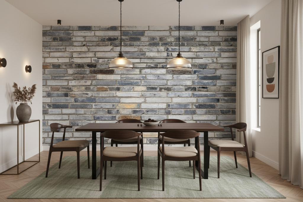 Papier Peint Mur de Briques Anciennes Effet Texture Réaliste - Salle à manger