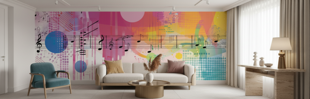 Papier Peint Musical Abstrait Dégradé Arc-en-ciel Moderne Artistique - Salon / Séjour