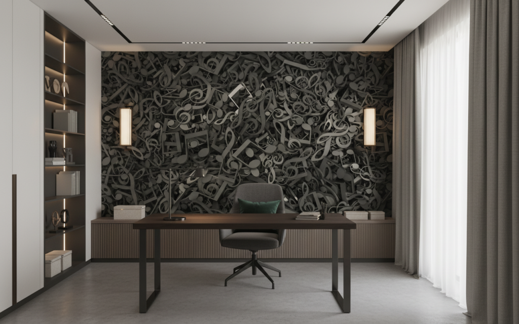 Papier Peint Musical Symphonie Notes et Clés de Sol Artistique - Bureau