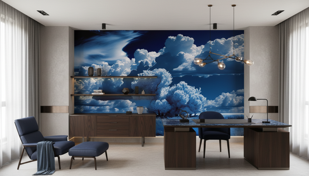 Papier peint nuages dramatiques ciel bleu tempête spectaculaire naturel - Bureau