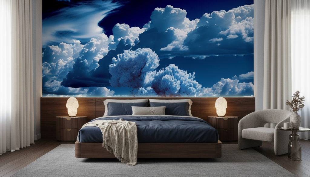 Papier peint nuages dramatiques ciel bleu tempête spectaculaire naturel - Chambre adulte