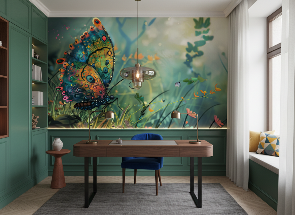 Papier Peint Papillon Fantastique Multicolore Jardin Enchanté Artistique - Bureau